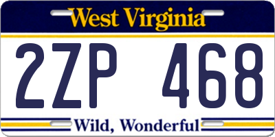WV license plate 2ZP468