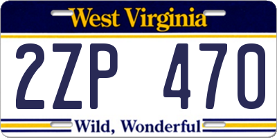 WV license plate 2ZP470