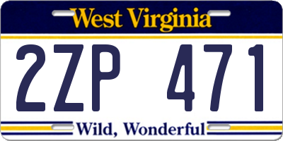 WV license plate 2ZP471