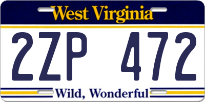 WV license plate 2ZP472