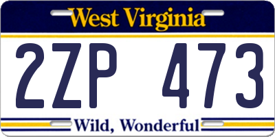 WV license plate 2ZP473