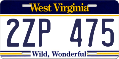 WV license plate 2ZP475