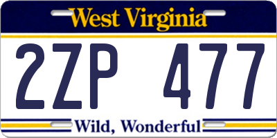 WV license plate 2ZP477