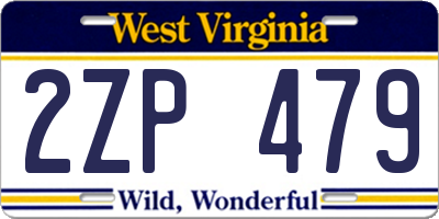 WV license plate 2ZP479
