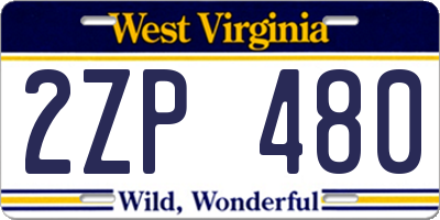 WV license plate 2ZP480