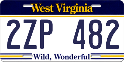 WV license plate 2ZP482