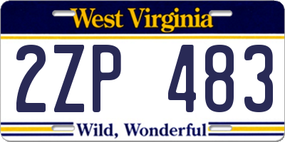 WV license plate 2ZP483