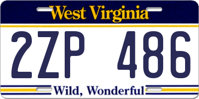 WV license plate 2ZP486