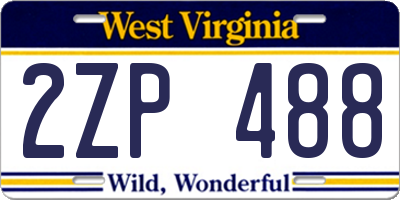 WV license plate 2ZP488