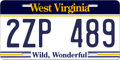WV license plate 2ZP489