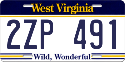 WV license plate 2ZP491