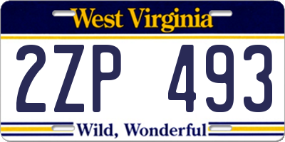WV license plate 2ZP493