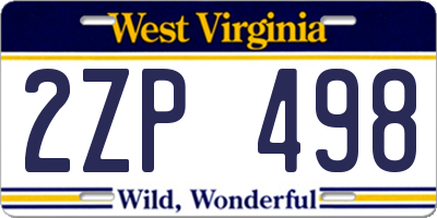WV license plate 2ZP498