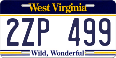 WV license plate 2ZP499