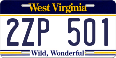 WV license plate 2ZP501