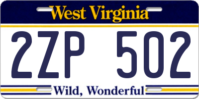 WV license plate 2ZP502