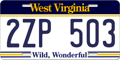 WV license plate 2ZP503