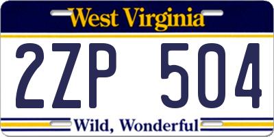WV license plate 2ZP504