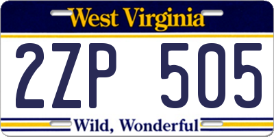 WV license plate 2ZP505