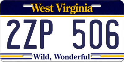 WV license plate 2ZP506