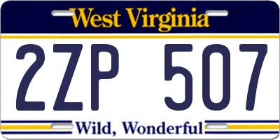 WV license plate 2ZP507