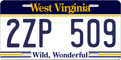 WV license plate 2ZP509