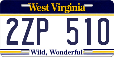 WV license plate 2ZP510