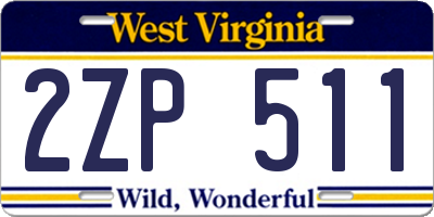 WV license plate 2ZP511
