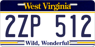 WV license plate 2ZP512