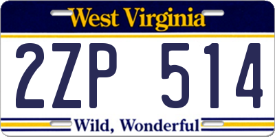 WV license plate 2ZP514