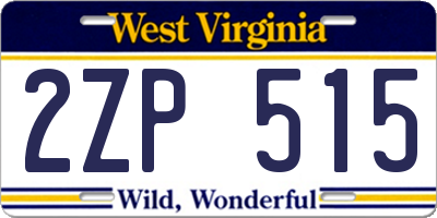 WV license plate 2ZP515