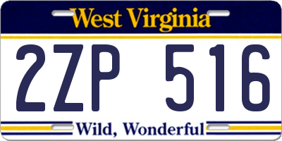 WV license plate 2ZP516