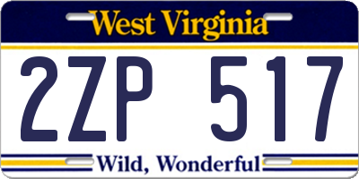 WV license plate 2ZP517