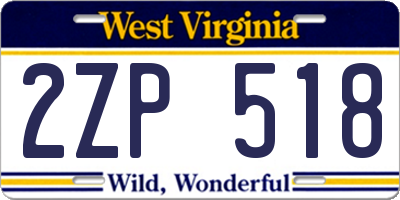 WV license plate 2ZP518