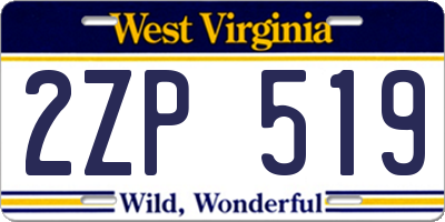 WV license plate 2ZP519