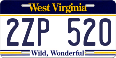 WV license plate 2ZP520