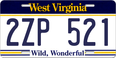 WV license plate 2ZP521