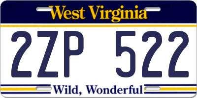 WV license plate 2ZP522