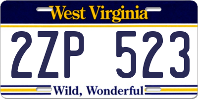 WV license plate 2ZP523