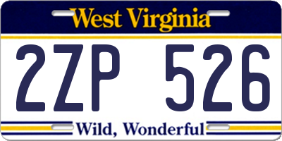 WV license plate 2ZP526