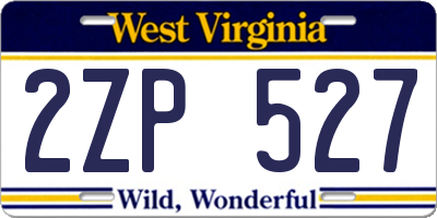 WV license plate 2ZP527