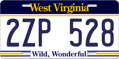 WV license plate 2ZP528