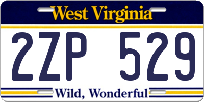 WV license plate 2ZP529