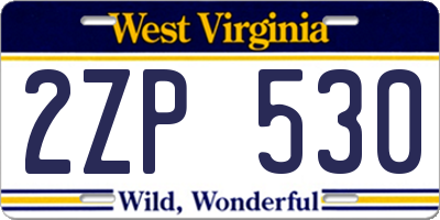 WV license plate 2ZP530