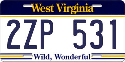 WV license plate 2ZP531