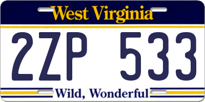 WV license plate 2ZP533