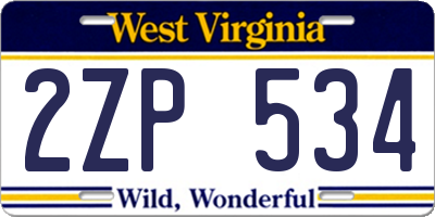 WV license plate 2ZP534