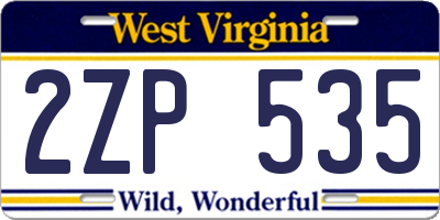 WV license plate 2ZP535