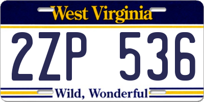 WV license plate 2ZP536