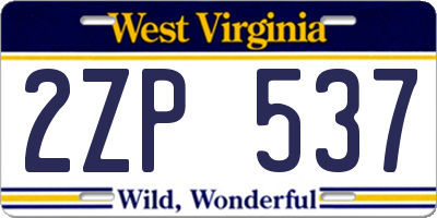 WV license plate 2ZP537